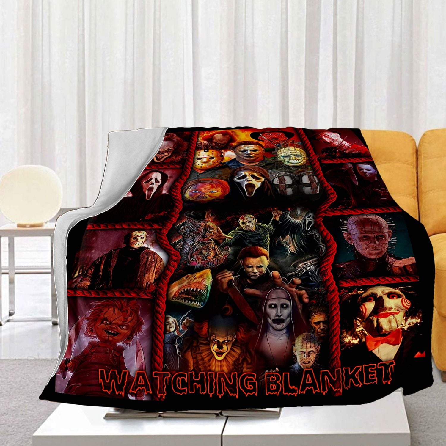 Jbralid This is My Horror Movie Watching Blanket, Horror Movie Blanket, Halloween Blanket, Scary Movie Blanket, Horror Blanket Gifts for Halloween 60x80 in