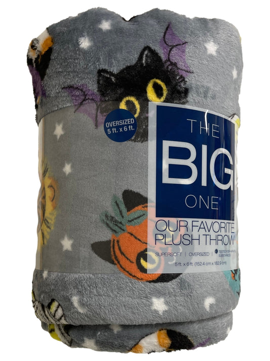 The Big One Oversized Plush Halloween Cats in Costume Throw Blanket - 5'x6' Gray