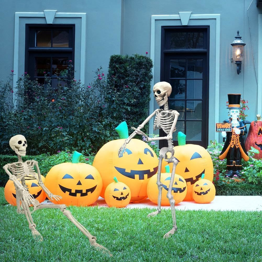 35" Halloween Skeleton Decoration – 3 ft Body with Posable Joints for Indoor & Outdoor Yard Patio Lawn Garden Haunted Party Decor