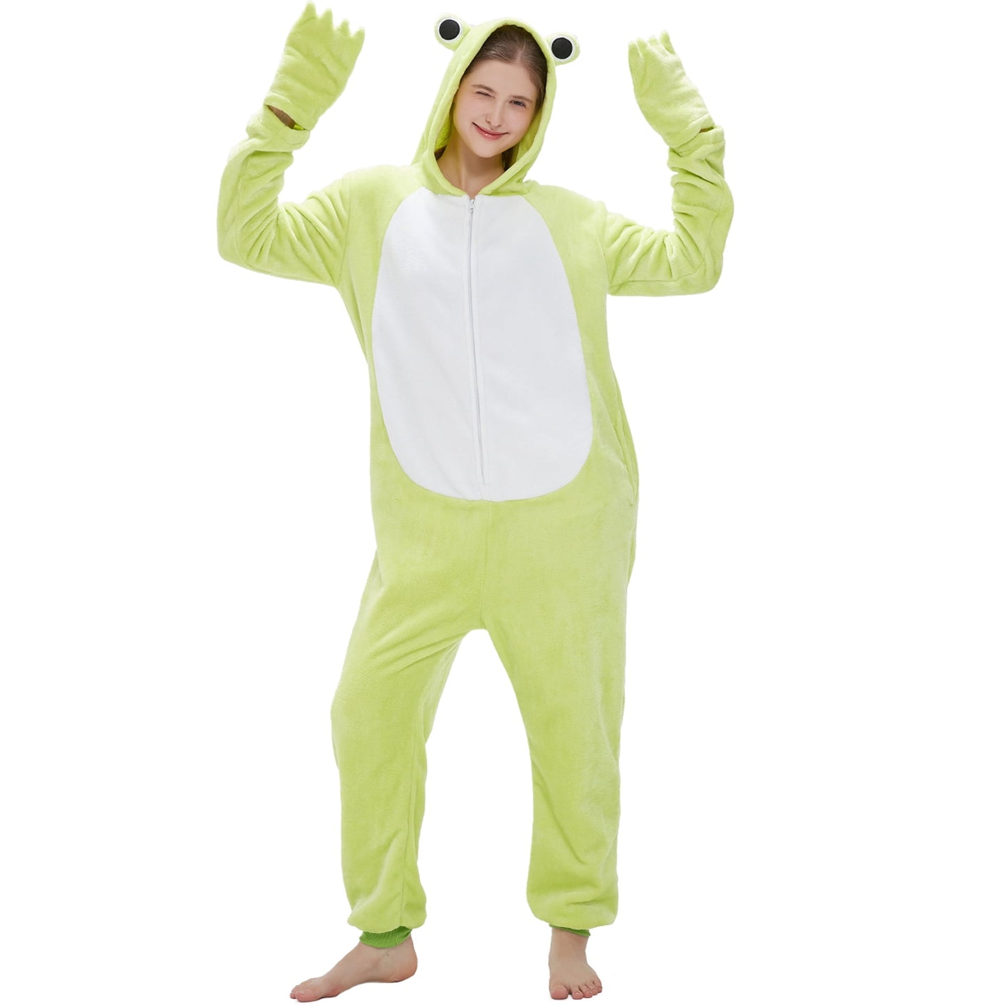 SWEETXIN Adult's Frog One-Piece Holiday Family Pajamas Halloween Costume Suit for Women and Men Jumpsuit SIzeS