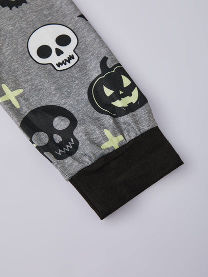 AceBaby Halloween Family Matching Pajamas Set Pumpkin Print Holiday Sleepwear Loungewear PJs