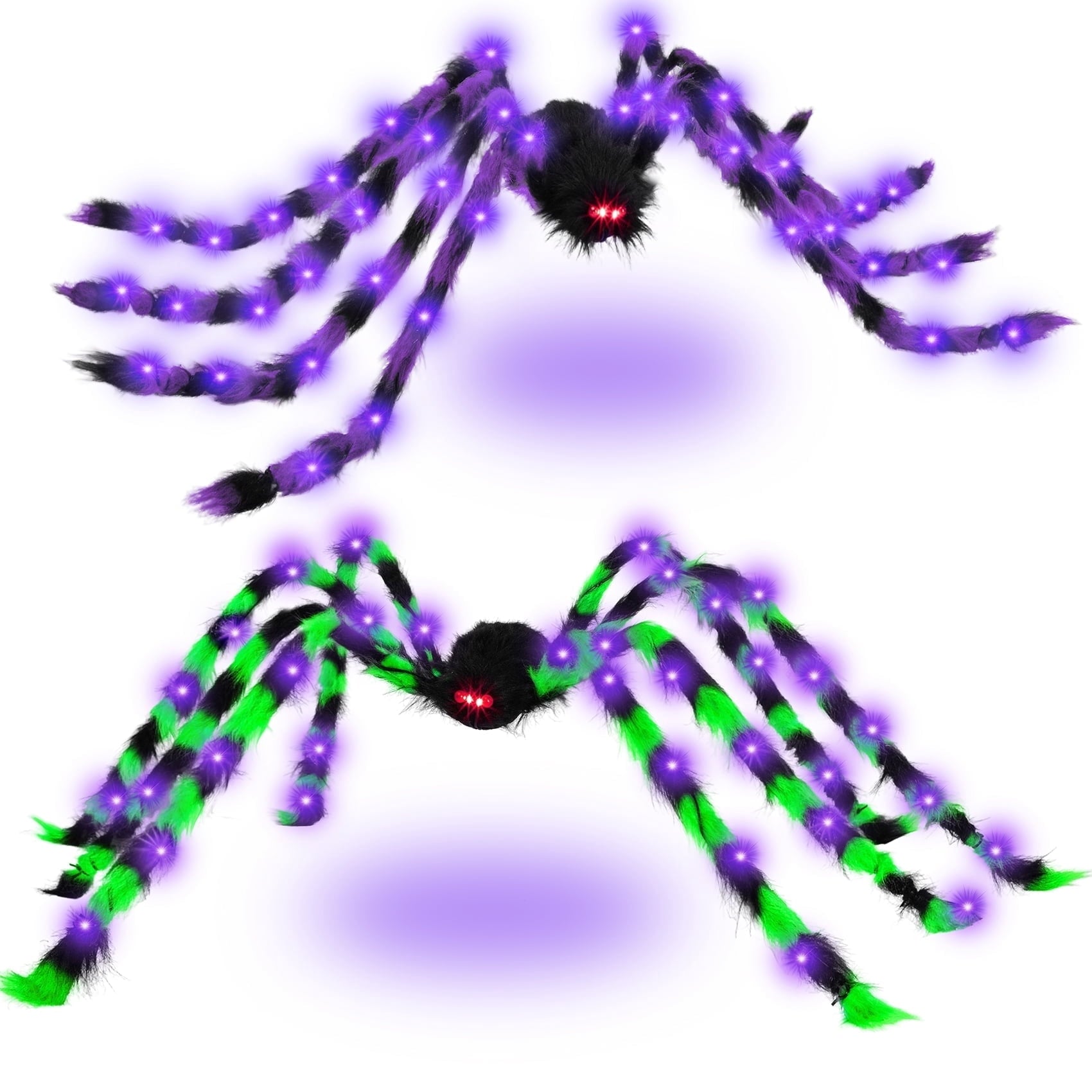 Zsiparty Halloween Decorations Outdoor, 5Ft Giant Spider Light Up Spider, 2 Pack Scary Large Halloween Spider Decor for Home Party Favor Yard Decor
