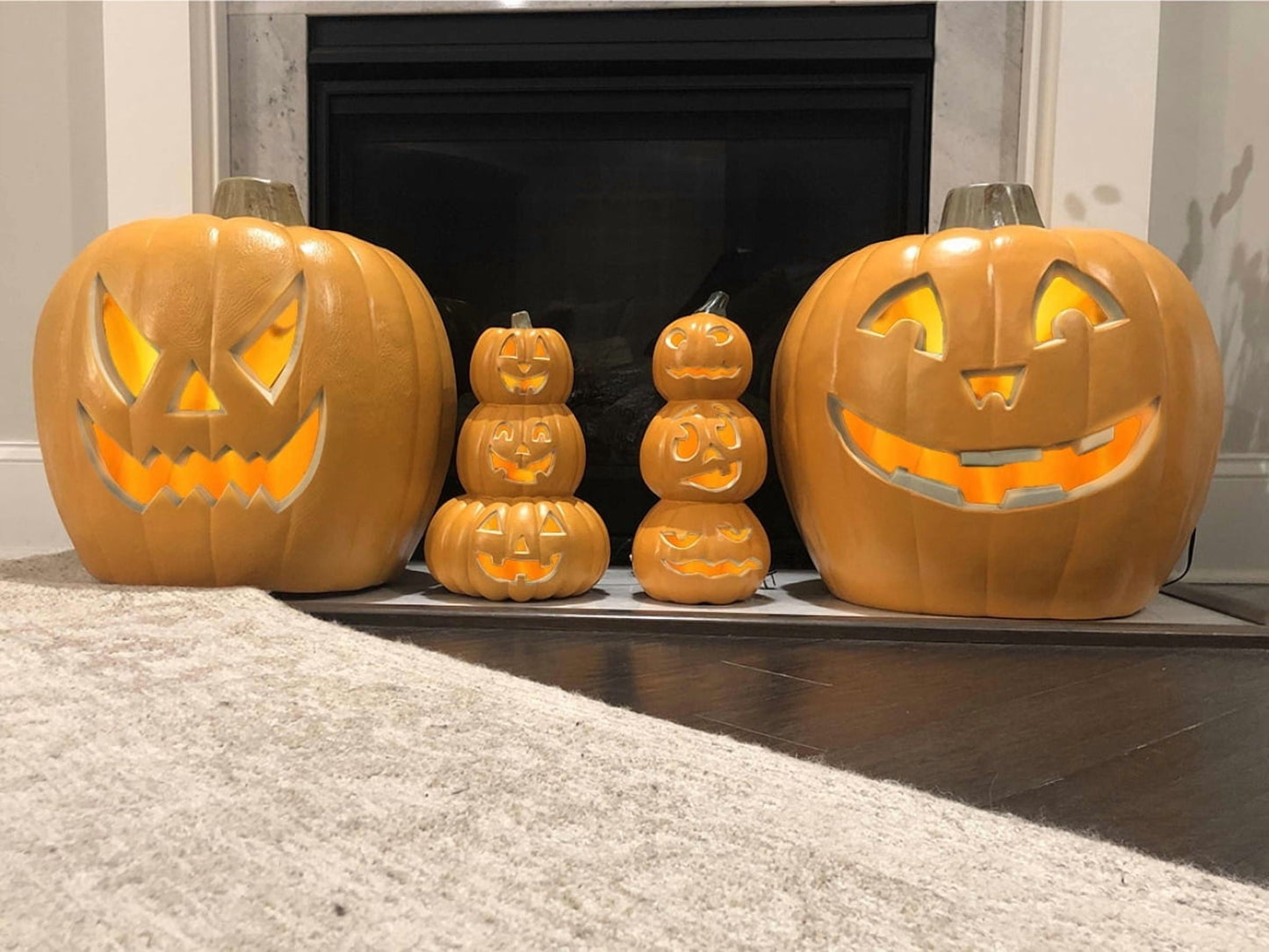 4Pack LED Lighted Jack O Lantern Indoor Outdoor Halloween Large Pumpkin Lantern Decoration