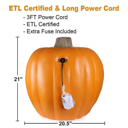 DUNCHATY 21" LED Pumpkin Light, Extra Large Angry Jack O' Lantern Halloween Decor for Outdoor Yard - Furious Face