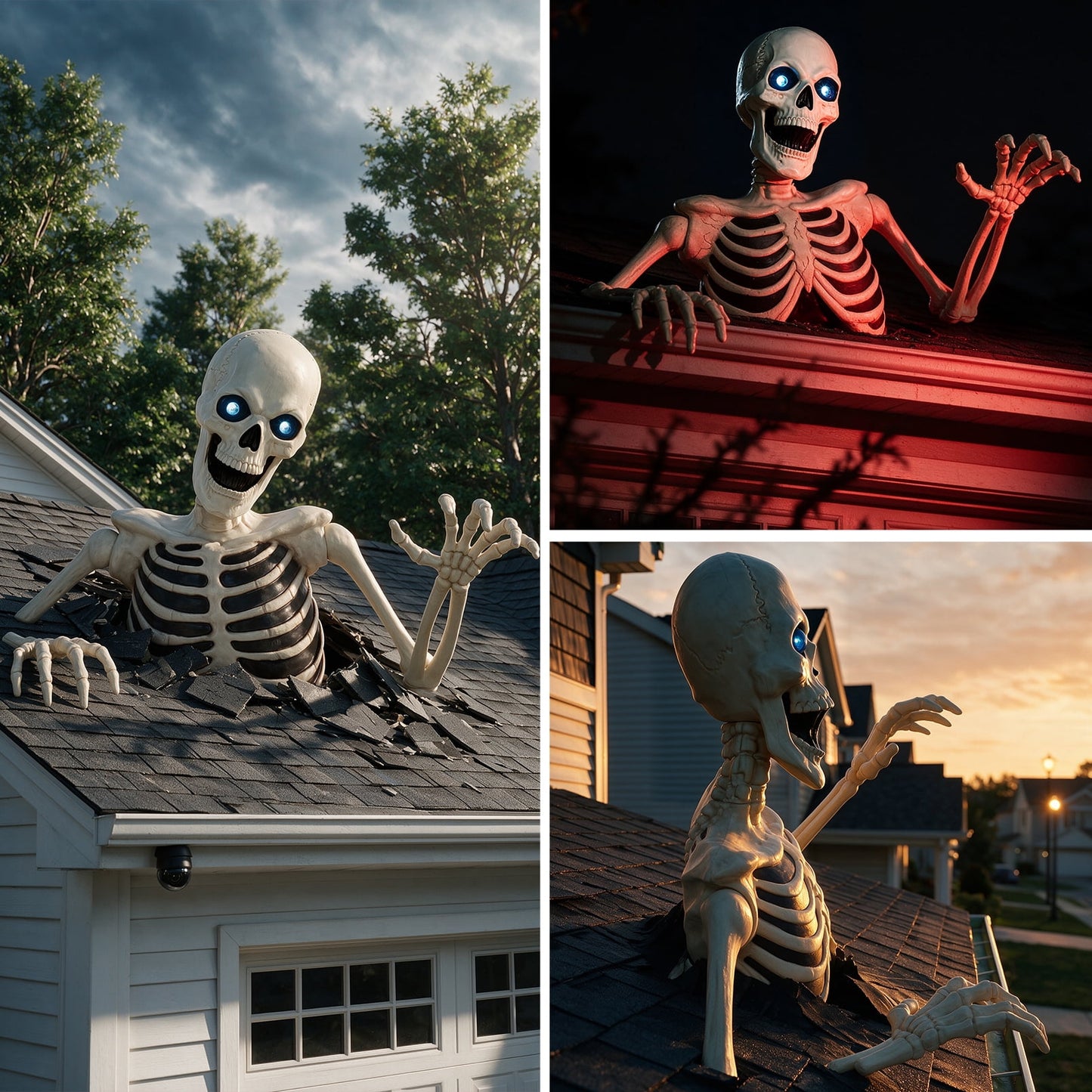 Seasons 48" Halloween Giant Groundbreaker Skeleton with LED Light Moving Eyes, Creepy Sound Effect for Yard Porch Halloween Decoration