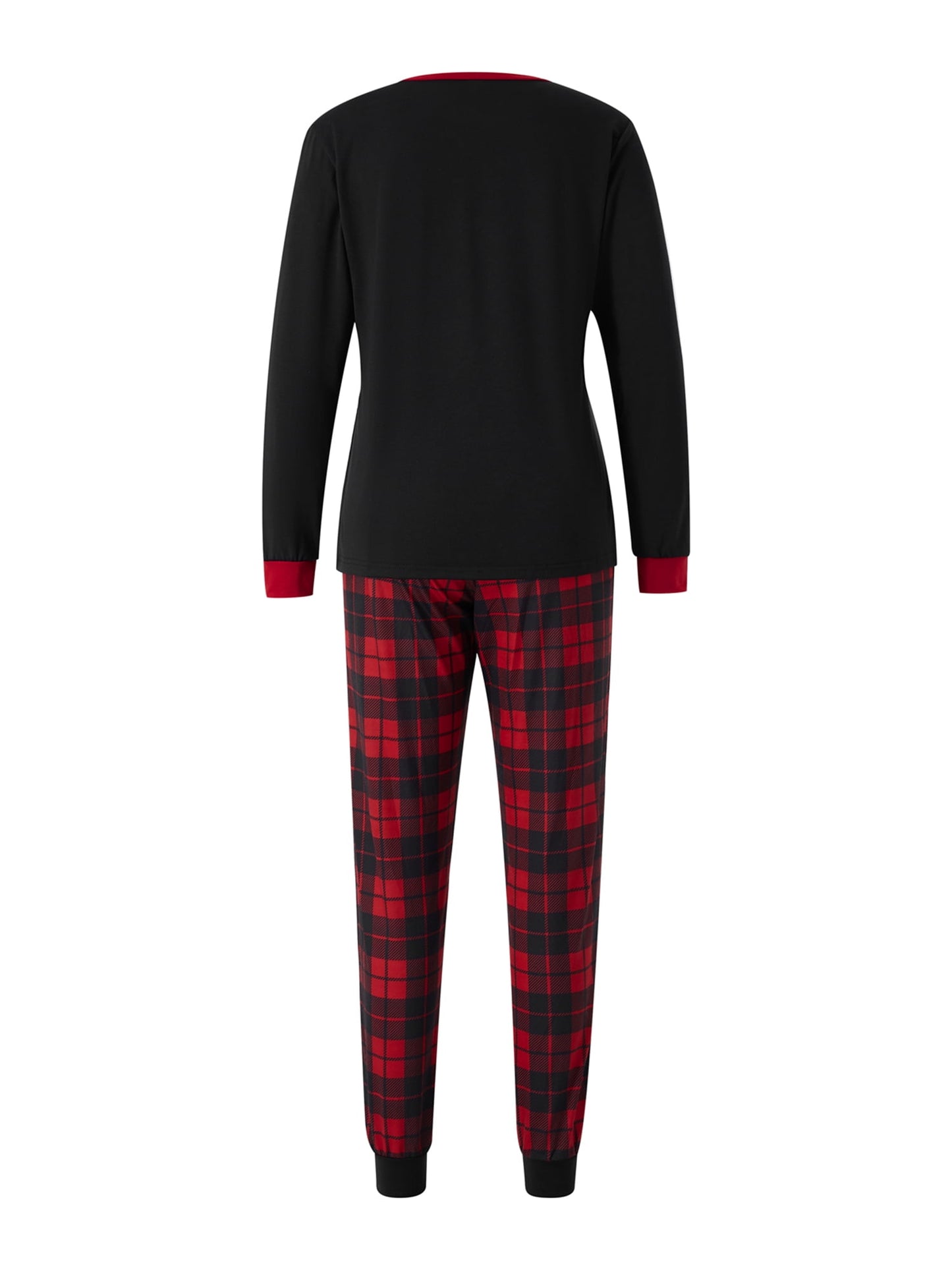 Jaweiwi Christmas Family Pajamas Matching Set, Letters Print Long Sleeve Tops with Plaid Pants Sleepwear Loungewear