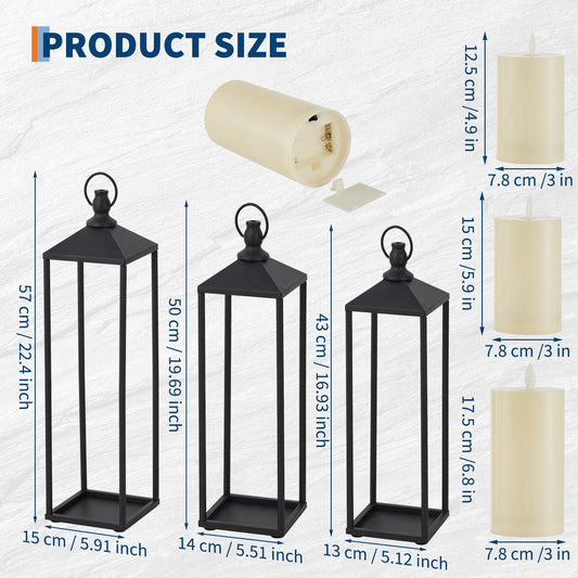 3 Set Lanterns Decorative Outdoor & Indoor, Halloween & Christmas Decorative Lanterns for Home, Patio, Porch, Garden, Floor 17" 19" 22"