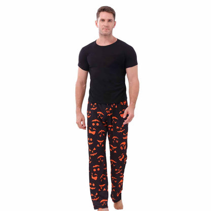 Odeerbi Matching Family Halloween Pajamas Sets Halloween Printed Family Outfits Sets 2025 Casual Short Sleeve Top with Bottom Home Wear Loungewear Sleepwear Jammies for Dad