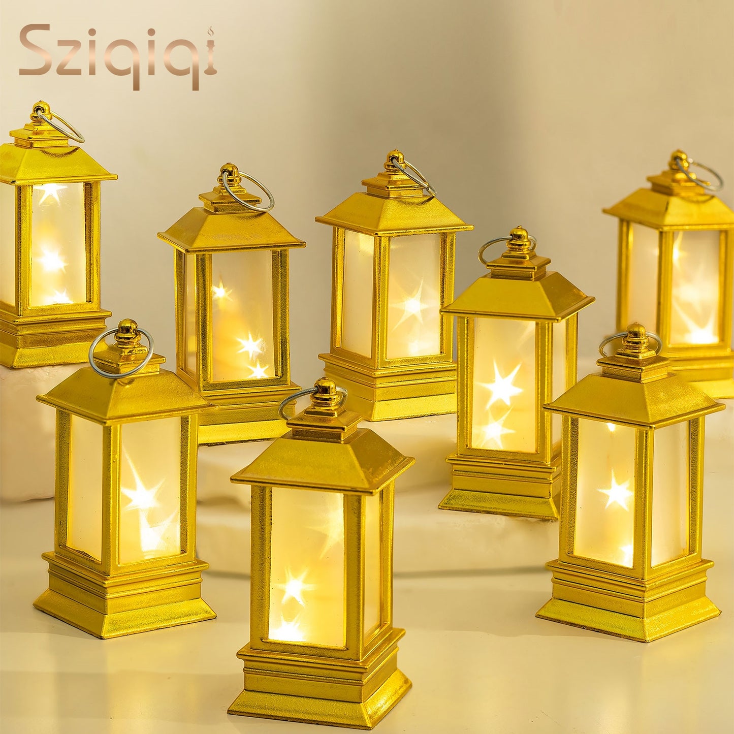 Sziqiqi Set of 24 Gold Mini Starry Lanterns with LED Lights: Small Decorative Indoor Hanging Lanterns for Halloween Christmas Centerpiece Wedding Party