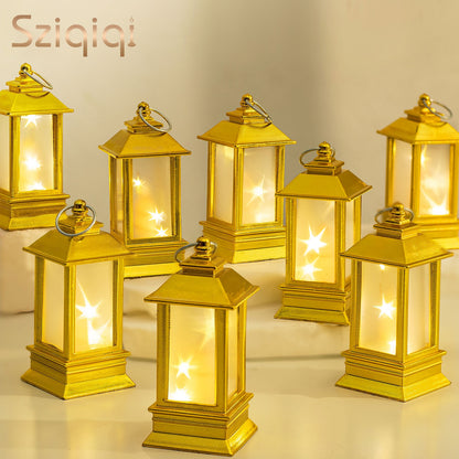 Sziqiqi Set of 24 Gold Mini Starry Lanterns with LED Lights: Small Decorative Indoor Hanging Lanterns for Halloween Christmas Centerpiece Wedding Party