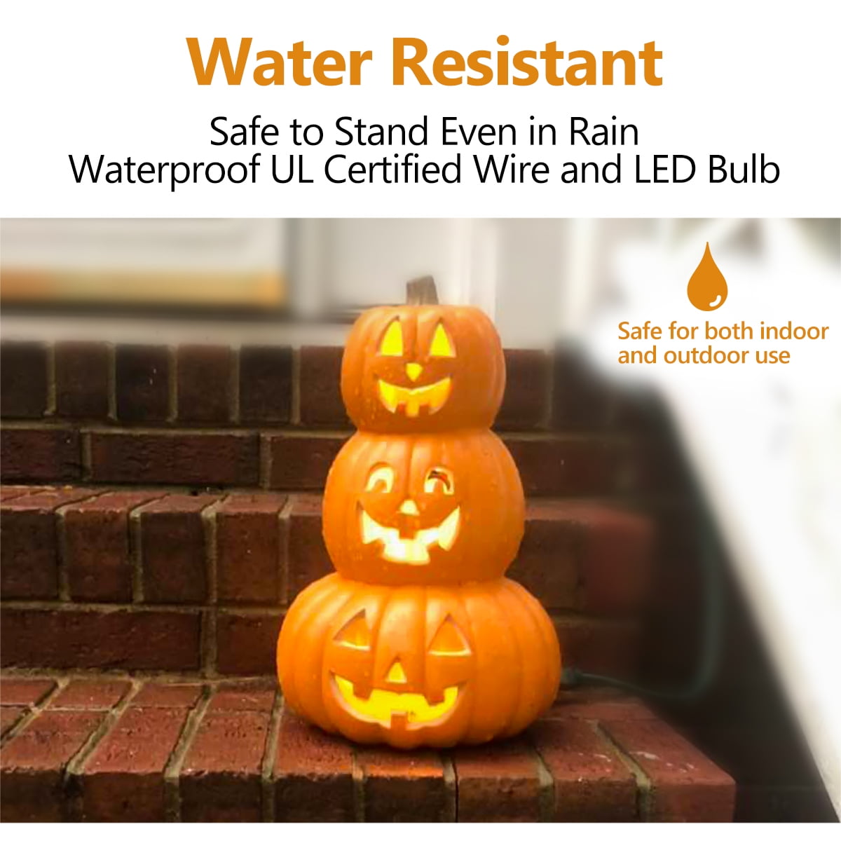 Gamexcel 14in Halloween Pumpkin Jack O Lantern With LED Bulb Indoor/Outdoor Pumpkin Party Decoration