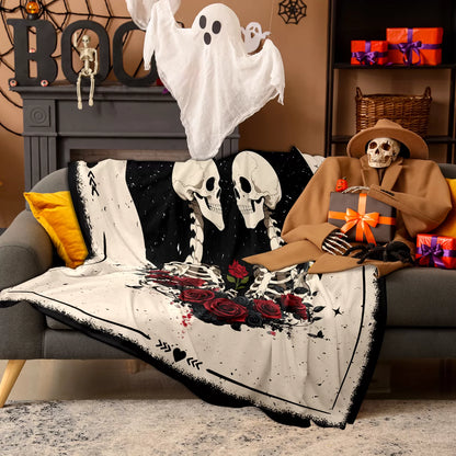 Kuscheln Halloween Throw Blanket for Couples, Soft Halloween Blanket for Couch Sofa Bed, Cute Ghost Fleece Blanket for Halloween, Spooky Season Home Decor, Fall Halloween Gifts for Her Him, 50"x60"