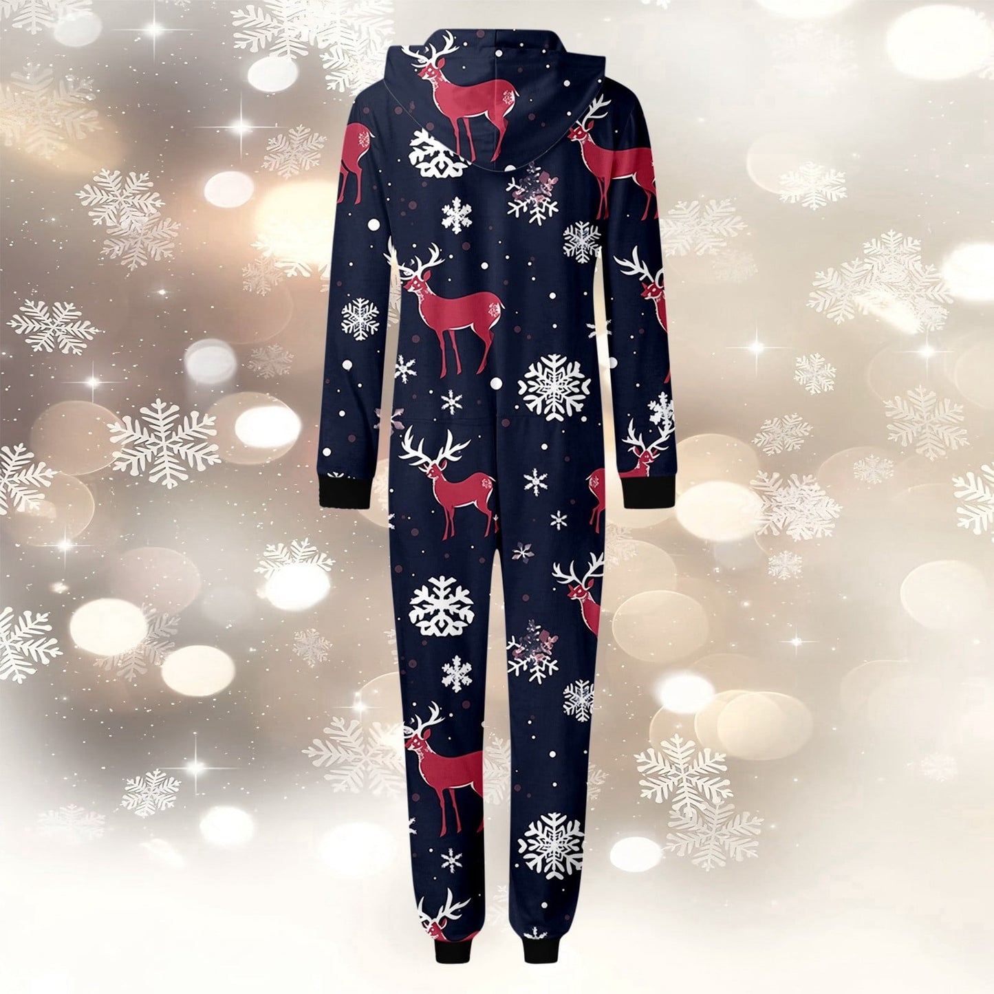 Hwmodou Family Matching Christmas Pajamas Set Cozy Homewear Snowflake Reindeer Print Hooded Loungewear6 Holiday Santa Claus Sleepwear Xmas Pjs Set For Couples And Kids