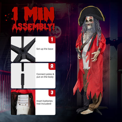 6ft Halloween Animated Animatronic Decoration Creepy Pirate w/ Pre-Recorded Screaming Ktaxon