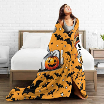 Halloween Blanket for Boys Girls, Haunted Halloween Themed Design Printed Throw Blankets for Kids Lap, Chair Sofa, Warm Soft Cozy Blanket
