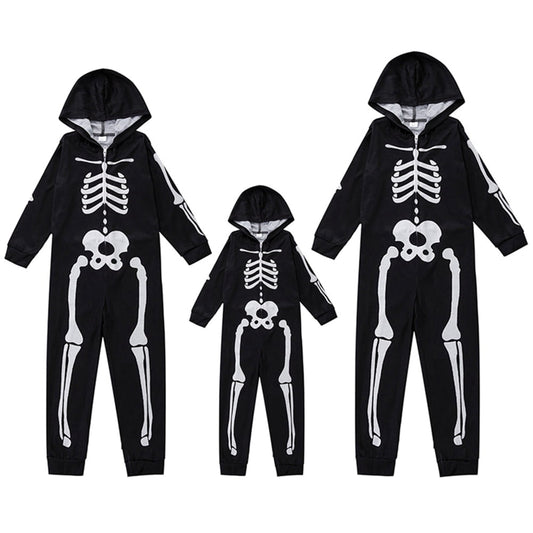 Uccdo Halloween Matching Family Pajamas Sets Glow In The Dark Hooded Skeleton Jumpsuits Holiday Pjs Sleepwear For Adult/Kid/Baby