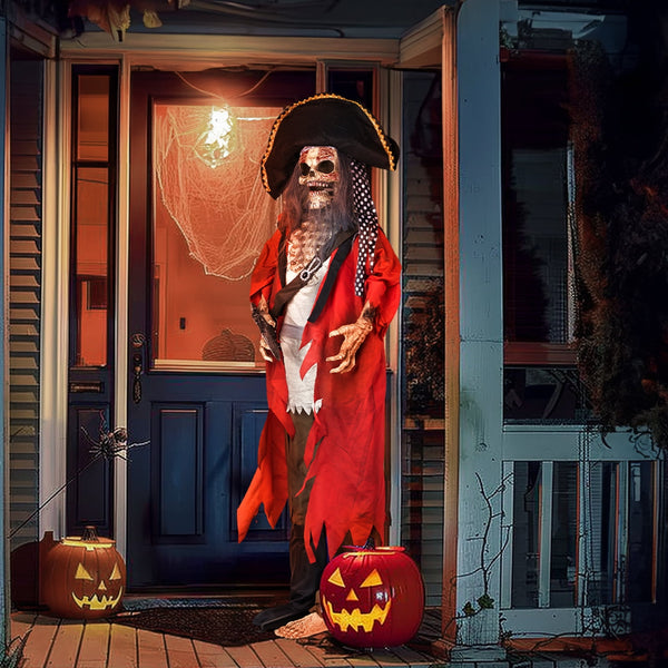 6ft Halloween Animated Animatronic Decoration Creepy Pirate w/ Pre-Recorded Screaming Ktaxon