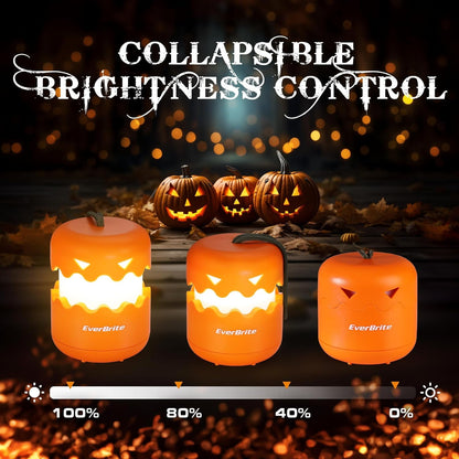 EverBrite 3-Pack Halloween Pumpkin Lantern, Collapsible Jack O Lantern Pumpkins with Lanyard, Halloween Party Favors, Light up Pumpkin Outdoor for Halloween Party Decoration, Battery Included