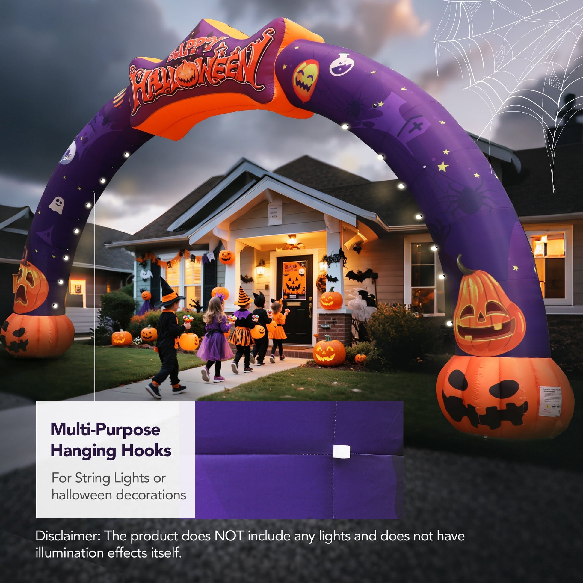 Wellcomer 27ft Halloween  Giant Inflatable Pumpkin Arch with Built-in Blower - Halloween Outdoor Decor