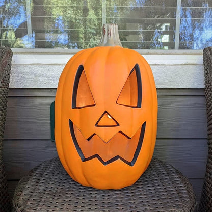16in Pre-lit Halloween Pumpkin Jack O' Lantern with Bulbs for Porch, Front Door, Fireplace, Outdoor Decor