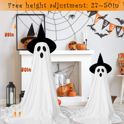 DAKIMOE Halloween Decorations Outdoor Indoor Halloween Party Decorations Indoor,Spooky Ghost Decor with String Lights,Halloween Ghost Lights for Porches Yards Gardens Lawn 2 Pack