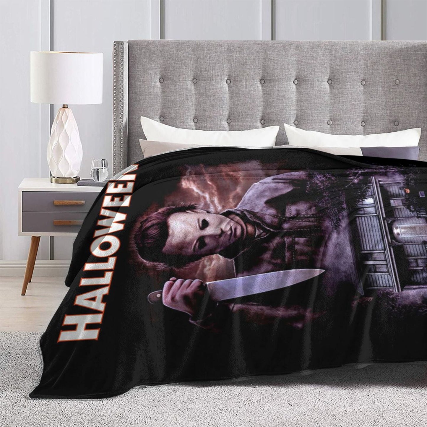 Halloween Horror Movie Throw Blanket 60"X50" Soft Flannel Lightweight Plush Air Conditioner Quilt Suitable For Sofa,Living Room,Bedroom,Double Bed