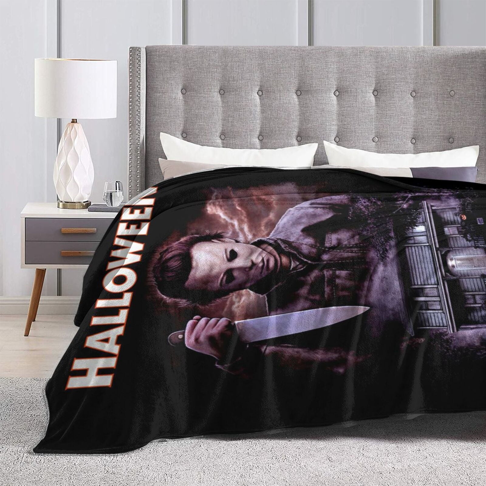 Halloween Horror Movie Throw Blanket 60"X50" Soft Flannel Lightweight Plush Air Conditioner Quilt Suitable For Sofa,Living Room,Bedroom,Double Bed