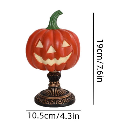 Halloween Pumpkin Table Lamp 7.6 Inch, Jack O Lantern Nightlight, Vintage Resin Base Light, Spooky Cute Room Decor Accent