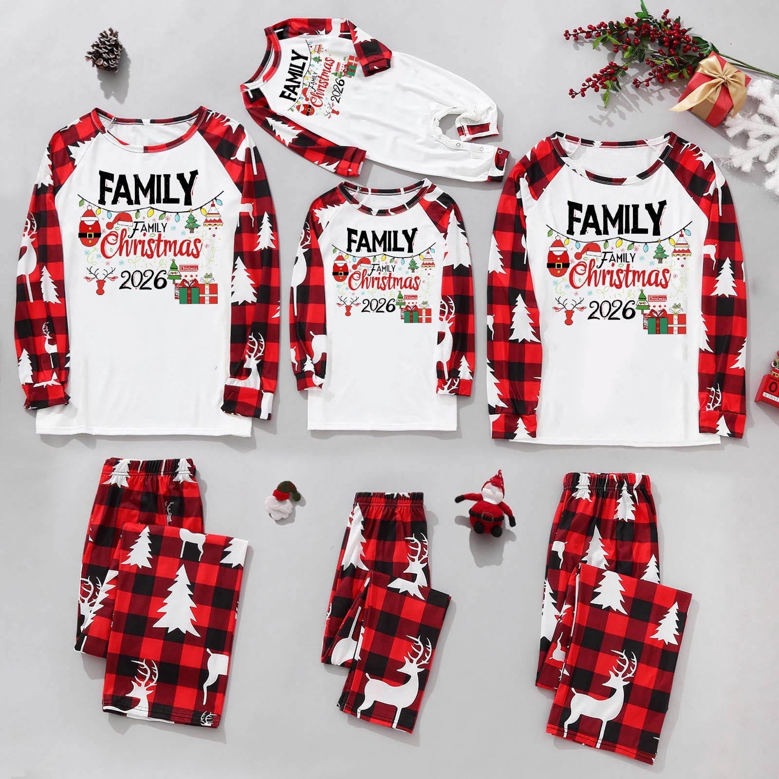 Aboser Christmas Pijamas Family Pajamas Matching Sets Trendy Xmas Holiday Printed Sleepwear Cozy Soft Long Sleeve Tops and Pants Vacation Outfits Pijamas De Navidad Para Familia