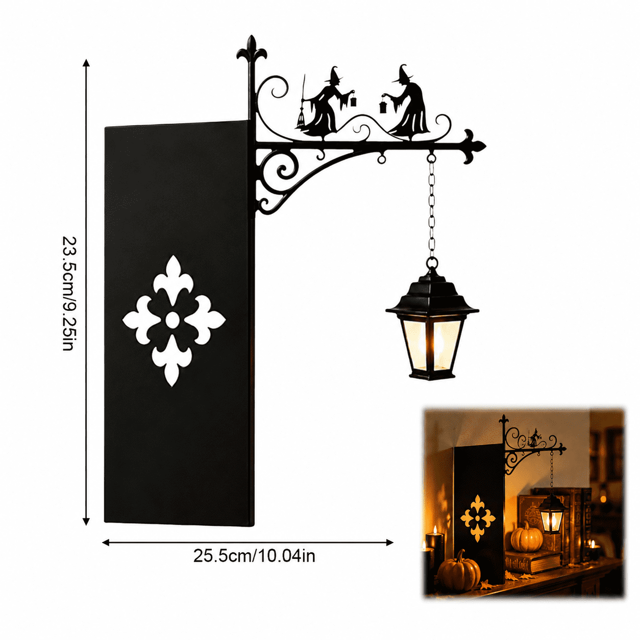 9.25 Inch Ghost Library Lantern Bookshelf Lamp, Halloween Decorative Bookshelf Light with Warm LED, Vintage Metal Book Nook Lantern for Reading Corner Home Library Shelf Decor Gift for Book Lovers