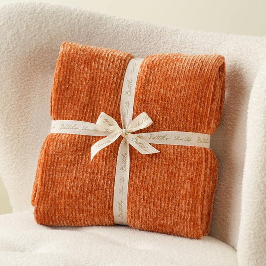 Battilo Orange Throw Blanket,Chenille Knit Throws,Farmhouse Halloween Blanket,Fall Throw,51"x67"