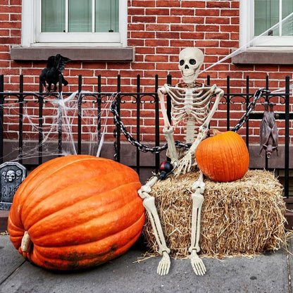 35" Halloween Skeleton Decoration – 3 ft Body with Posable Joints for Indoor & Outdoor Yard Patio Lawn Garden Haunted Party Decor