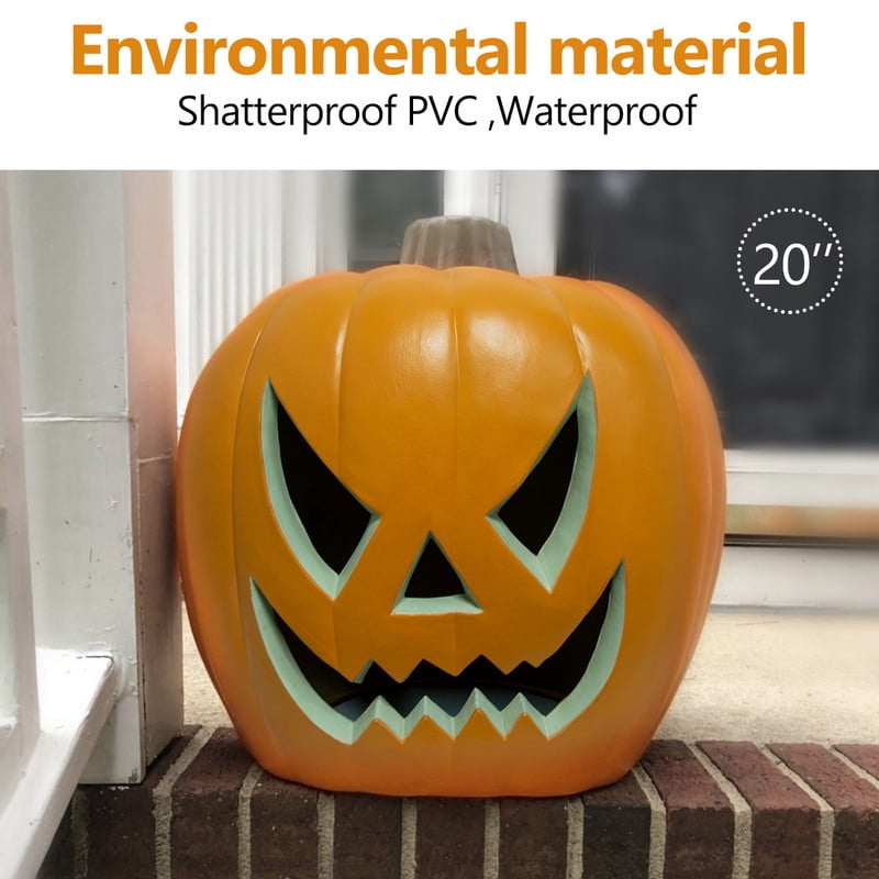 DUNCHATY 21" LED Pumpkin Light, Extra Large Angry Jack O' Lantern Halloween Decor for Outdoor Yard - Furious Face