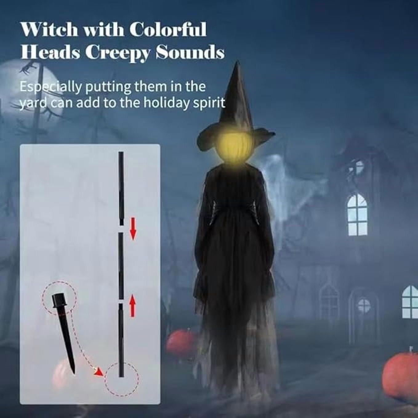 Halloween Witch Decorations Outdoor, 59" Light Up Witches Holding Hands Witches with Stakes, Voice Control Screaming Life Size Witches Waterproof for Yard Garden Lawn Decor, 3 count