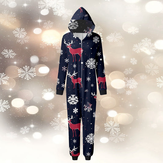 Hwmodou Family Matching Christmas Pajamas Set Cozy Homewear Snowflake Reindeer Print Hooded Loungewear6 Holiday Santa Claus Sleepwear Xmas Pjs Set For Couples And Kids