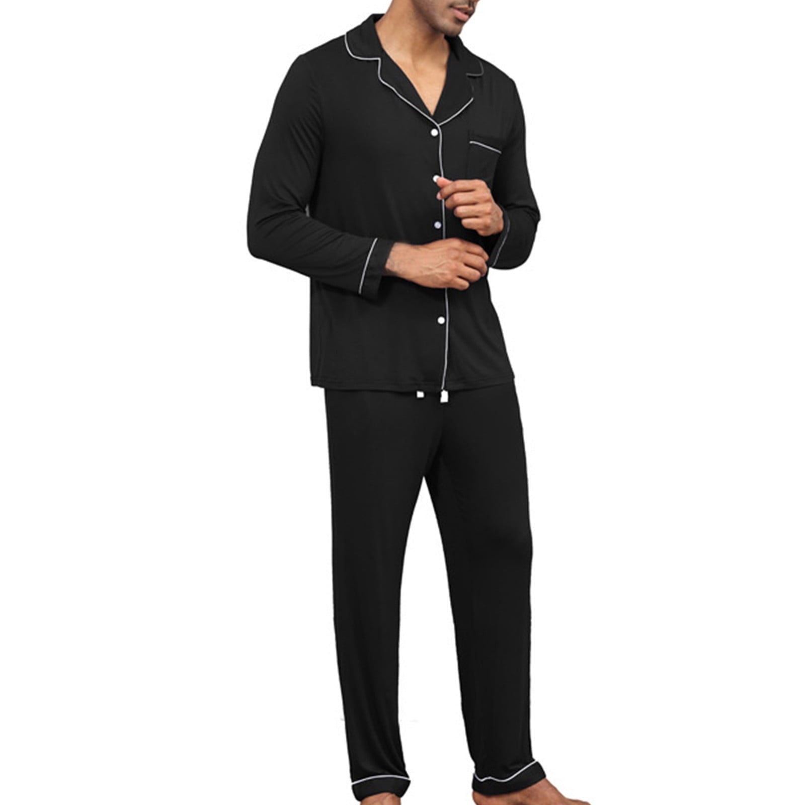 Brnmxoke Christmas Mens Pajamas Silk Satin Pajamas for Men Soft Sleepwear Matching Sets 2023 Xmas Pjs Set 2 Piece Nightwear Button Down Loungewear