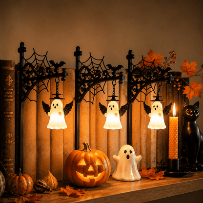 Spooky Home 9.25 Inch Ghost Library Lantern Bookshelf Lamp, Halloween Decorative