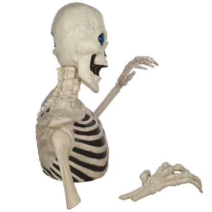 Seasons 48" Halloween Giant Groundbreaker Skeleton with LED Light Moving Eyes, Creepy Sound Effect for Yard Porch Halloween Decoration