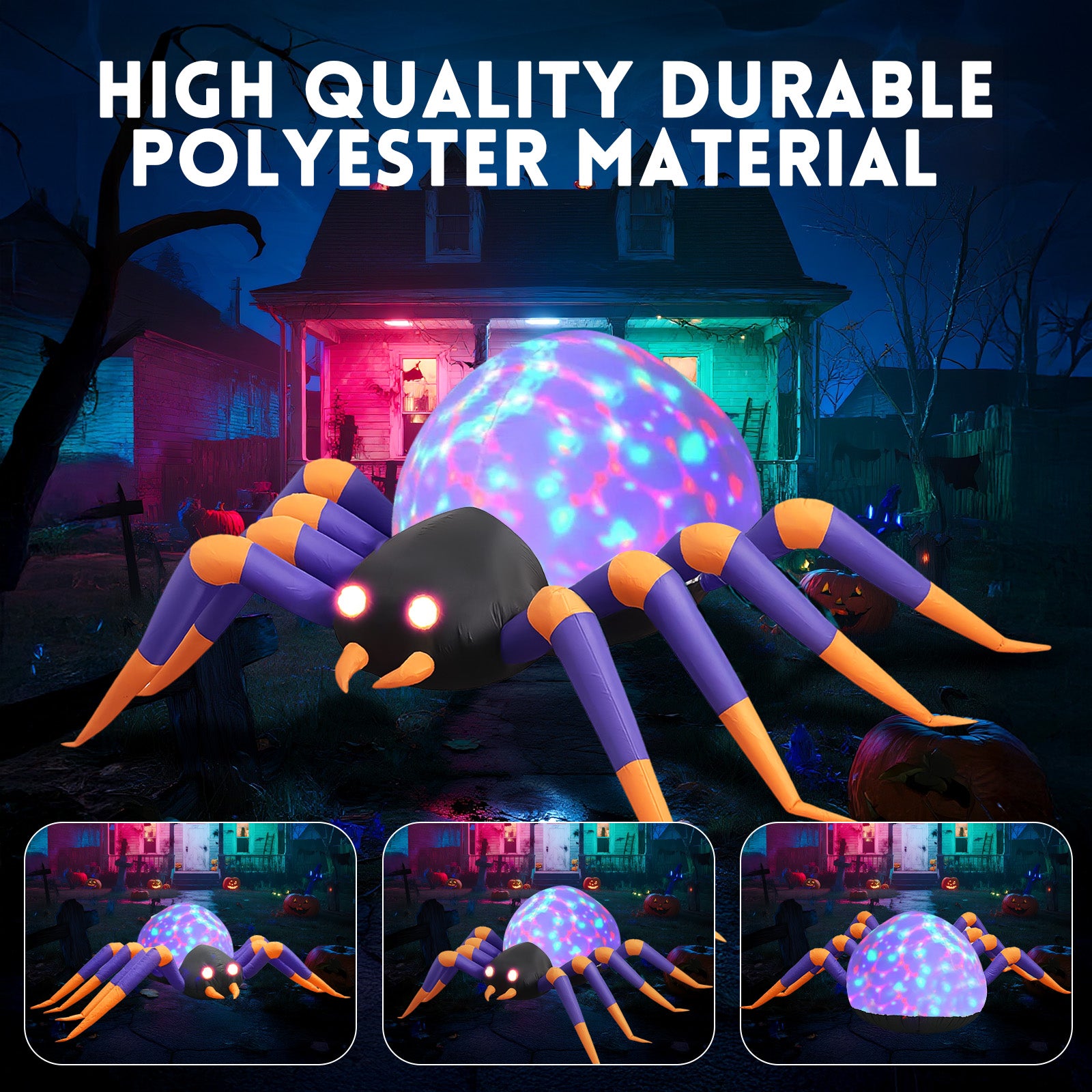 GVDV 8 FT Halloween Spider Inflatables Outdoor Decorations, Blow Up Yard Decoration with Built-in LED Lights for Holiday, Party, Yard, Garden