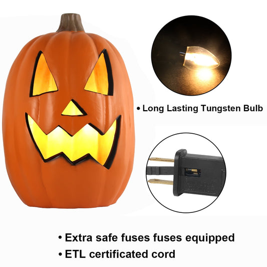 16" Pre-Lit Halloween Pumpkin Lantern - Jack O' Lantern For Porch, Fireplace, Indoor/Outdoor