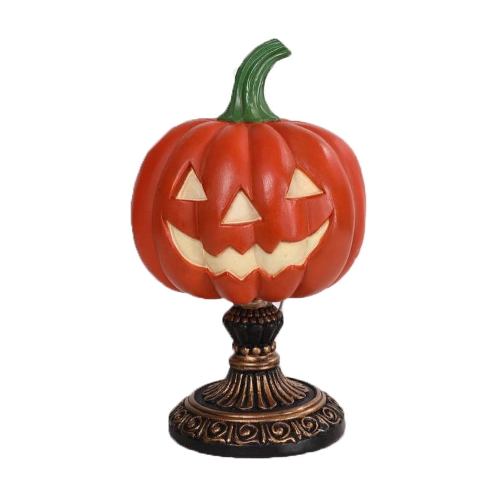 Halloween Pumpkin Table Lamp 7.6 Inch, Jack O Lantern Nightlight, Vintage Resin Base Light, Spooky Cute Room Decor Accent
