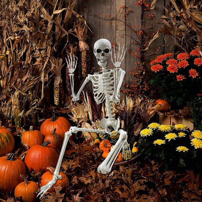 35" Halloween Skeleton Decoration – 3 ft Body with Posable Joints for Indoor & Outdoor Yard Patio Lawn Garden Haunted Party Decor