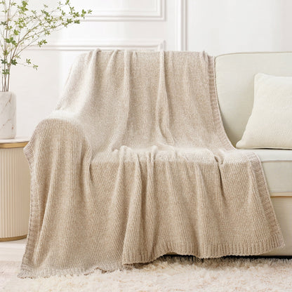 Spooky Home Orange Throw Blanket,Chenille Knit Throws,Farmhouse Halloween Blanket,Fall