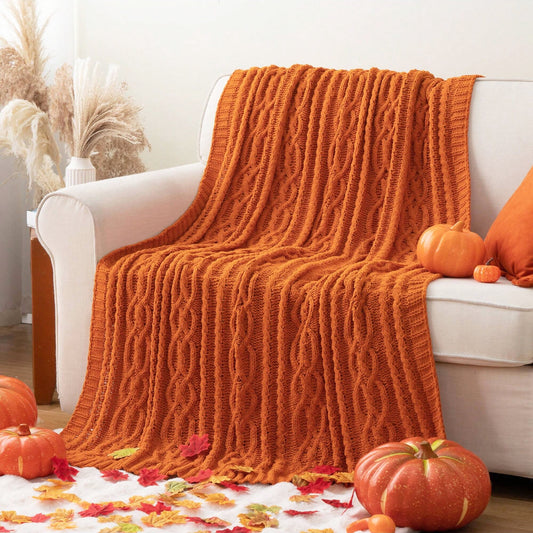 Battilo Burnt Orange Throw Blanket,Cozy Decorative Fall Blanket for Sofa Bed,Fall Decor,51"x67"