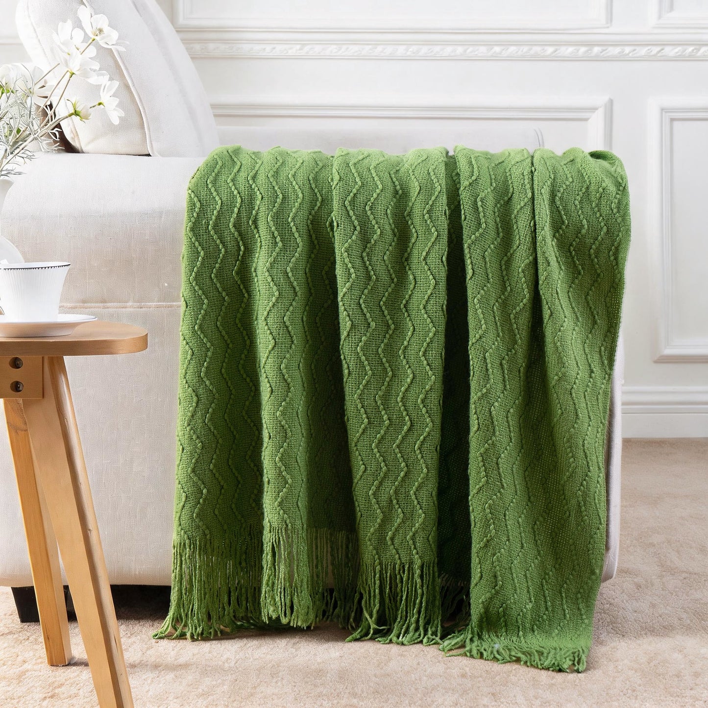 Spooky Home Burnt Orange Throw Blanket for Couch Bed,Fall Throws with Tassels,Halloween