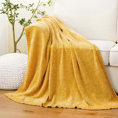 Spooky Home Orange Throw Blanket,Chenille Knit Throws,Farmhouse Halloween Blanket,Fall
