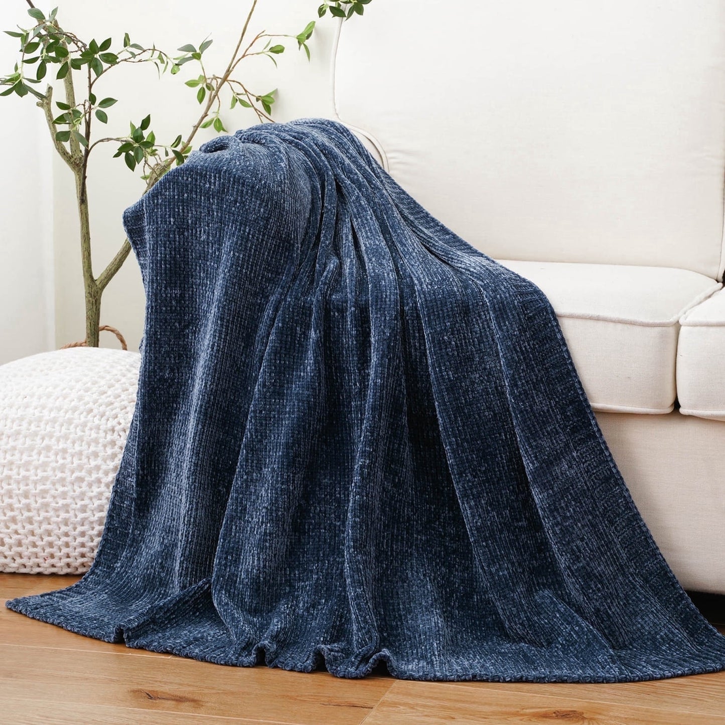 Spooky Home Orange Throw Blanket,Chenille Knit Throws,Farmhouse Halloween Blanket,Fall