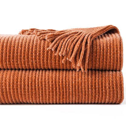 Spooky Home Orange Throw Blanket,Chenille Knit Throws,Farmhouse Halloween Blanket,Fall