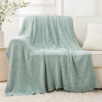 Spooky Home Orange Throw Blanket,Chenille Knit Throws,Farmhouse Halloween Blanket,Fall