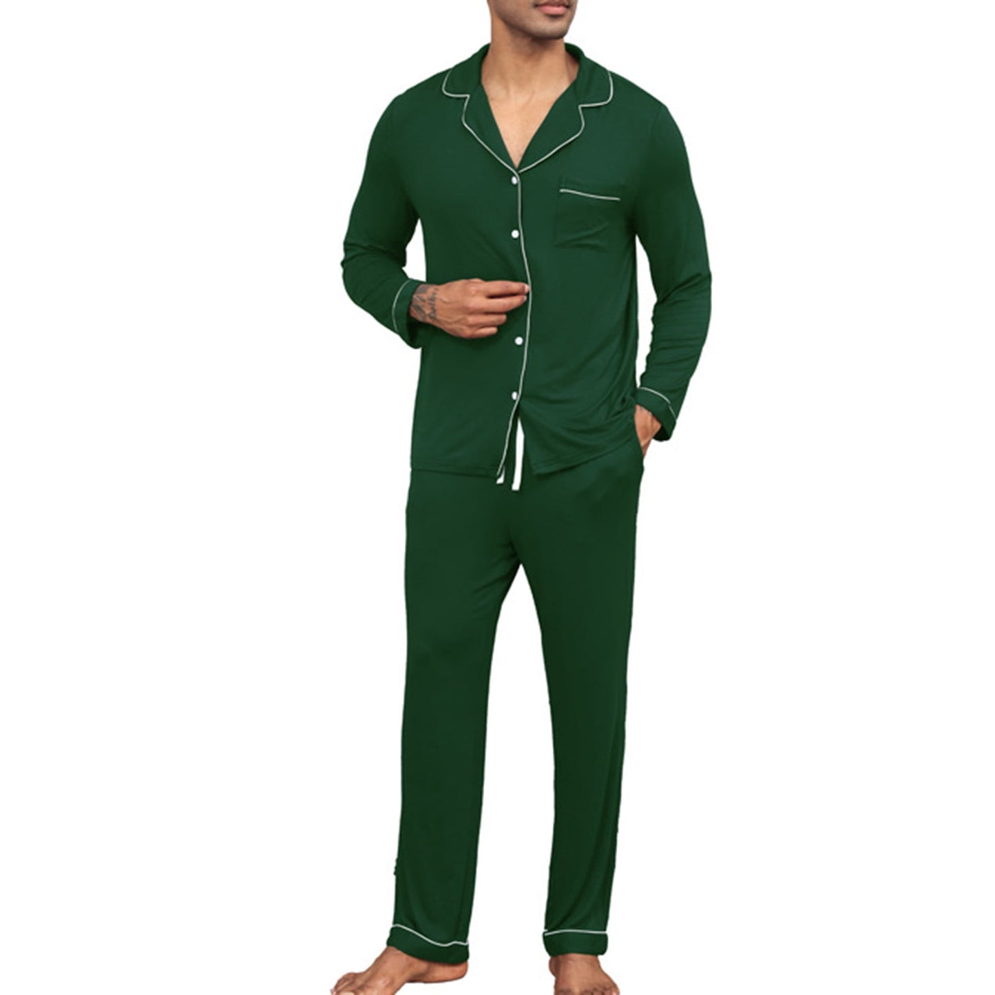 Spooky Home Christmas Mens Pajamas Silk Satin Pajamas for Men Soft Sleepwear Matching Sets